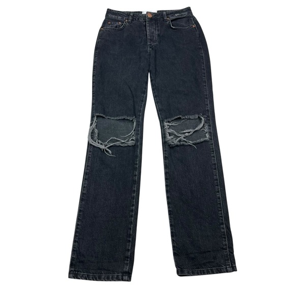 One Teaspoon Truckers Jeans Womens Size 24x30 Black Wash Distressed - Picture 1 of 8